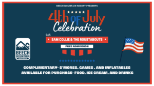 Fourht of july celebration graphic with beech mountain brewery